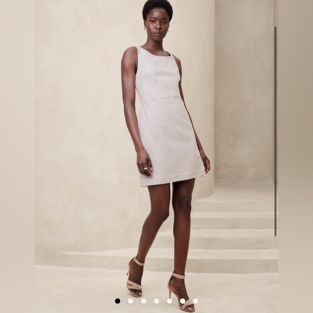 Linen blend sheath mini dress